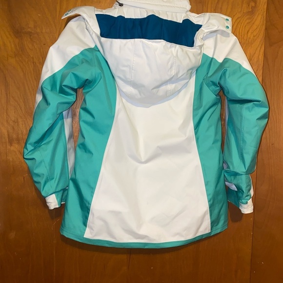 PATAGONIA girls everyday winter hooded snow coat L 12 teal/white - Picture 2 of 7